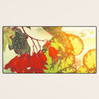 Deep Within - Flowers in the Mist -  Ukiyo Nature Landscape  in Red, Green, Yellow & Orange Desk Mat Gallery Image 3