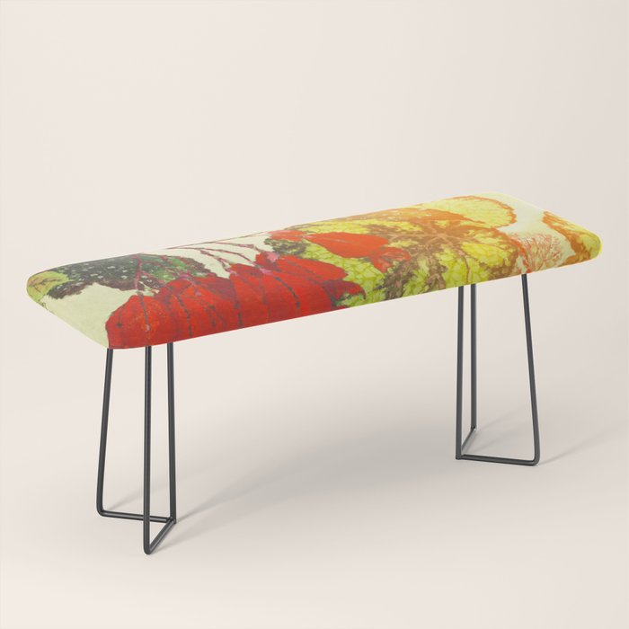 Deep Within - Flowers in the Mist -  Ukiyo Nature Landscape  in Red, Green, Yellow & Orange Bench Gallery Image 1