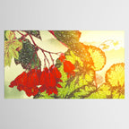 Deep Within - Flowers in the Mist -  Ukiyo Nature Landscape  in Red, Green, Yellow & Orange Tablecloth Gallery Image 2