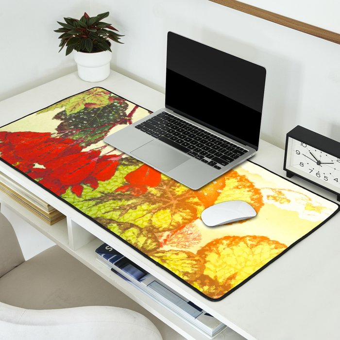 Deep Within - Flowers in the Mist -  Ukiyo Nature Landscape  in Red, Green, Yellow & Orange Desk Mat Gallery Image 2