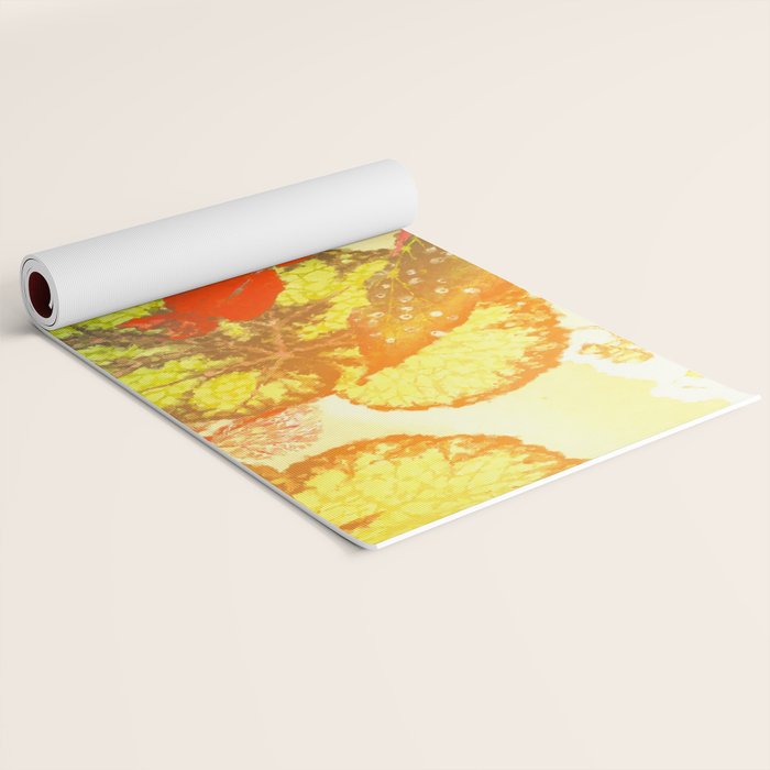 Deep Within - Flowers in the Mist -  Ukiyo Nature Landscape  in Red, Green, Yellow & Orange Yoga Mat Gallery Image 2
