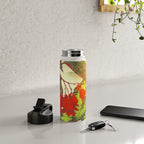 Deep Within - Flowers in the Mist -  Ukiyo Nature Landscape  in Red, Green, Yellow & Orange Water Bottle Gallery Image 4