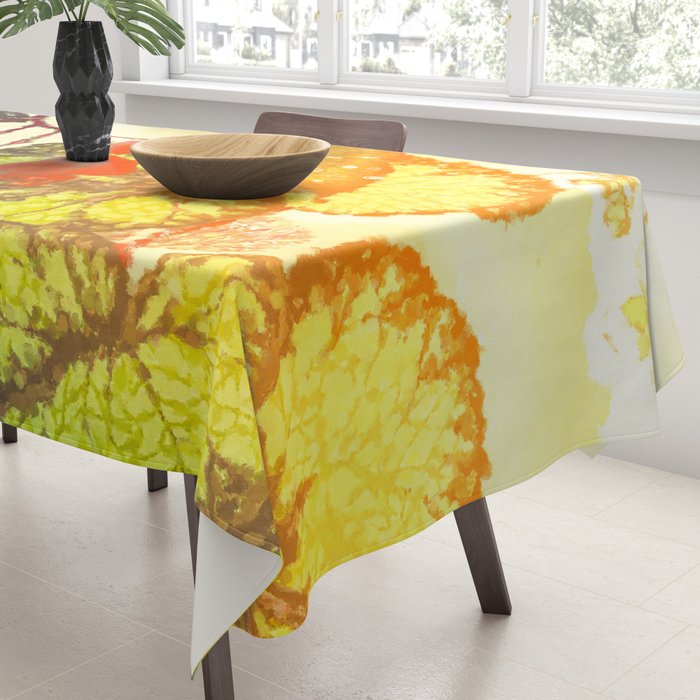 Deep Within - Flowers in the Mist -  Ukiyo Nature Landscape  in Red, Green, Yellow & Orange Tablecloth Gallery Image 3