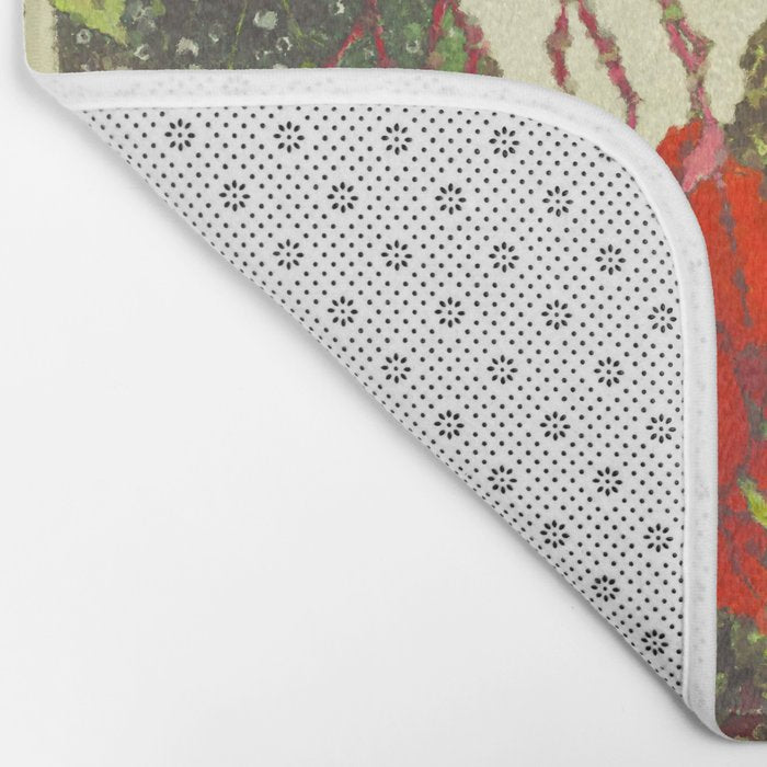 Deep Within - Flowers in the Mist -  Ukiyo Nature Landscape  in Red, Green, Yellow & Orange Bath Mat Gallery Image 2