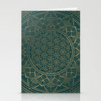 The Flower of Life Gold Mandala On Dark Green Stationery Card Gallery Image 2