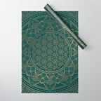 The Flower of Life Gold Mandala On Dark Green Wrapping Paper Gallery Image 1