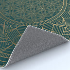 The Flower of Life Gold Mandala On Dark Green Rug Gallery Image 4