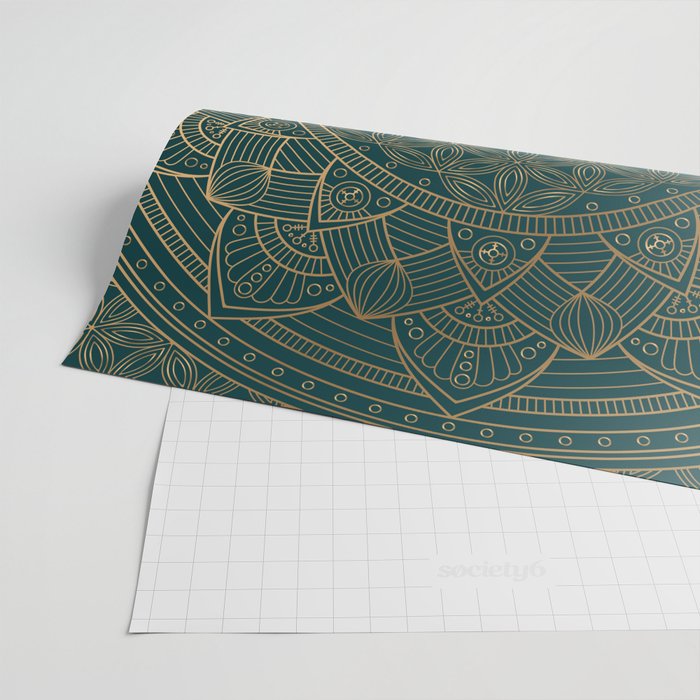 The Flower of Life Gold Mandala On Dark Green Wrapping Paper Gallery Image 2