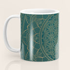 The Flower of Life Gold Mandala On Dark Green Coffee Mug Gallery Image 3