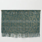 The Flower of Life Gold Mandala On Dark Green Wall Hanging Gallery Image 1