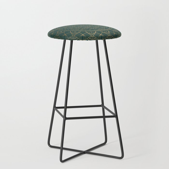 The Flower of Life Gold Mandala On Dark Green Stool Gallery Image 1