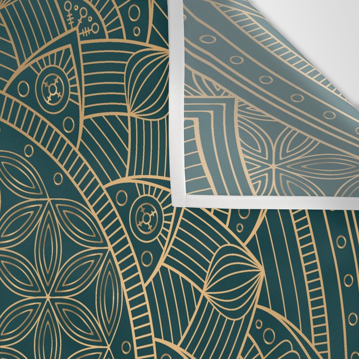 The Flower of Life Gold Mandala On Dark Green Wall Tapestry Gallery Image 3