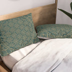 The Flower of Life Gold Mandala On Dark Green Pillow Sham Gallery Image 2