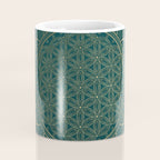 The Flower of Life Gold Mandala On Dark Green Coffee Mug Gallery Image 4