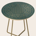 The Flower of Life Gold Mandala On Dark Green Side Table Gallery Image 2