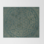 The Flower of Life Gold Mandala On Dark Green Throw Blanket Gallery Image 2