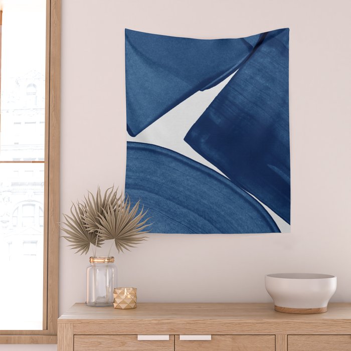 Modern Painting Blue II, Blue Abstract Wall Tapestry Gallery Image 2