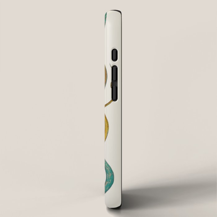 Albertus Seba Snakes Illustration Teal And Yellow Scales iPhone Case Gallery Image 2