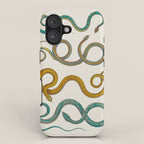 Albertus Seba Snakes Illustration Teal And Yellow Scales iPhone Case Gallery Image 1