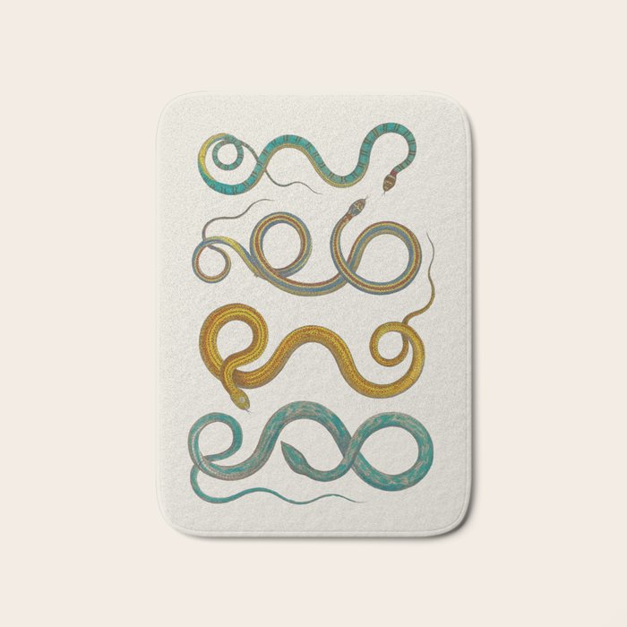 Albertus Seba Snakes Illustration Teal And Yellow Scales Bath Mat Gallery Image 1