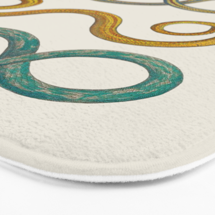 Albertus Seba Snakes Illustration Teal And Yellow Scales Bath Mat Gallery Image 3