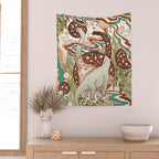 Jurassic Portal | Retro Rainbow Palette | Dinosaur Science Fiction Art Wall Tapestry Gallery Image 2