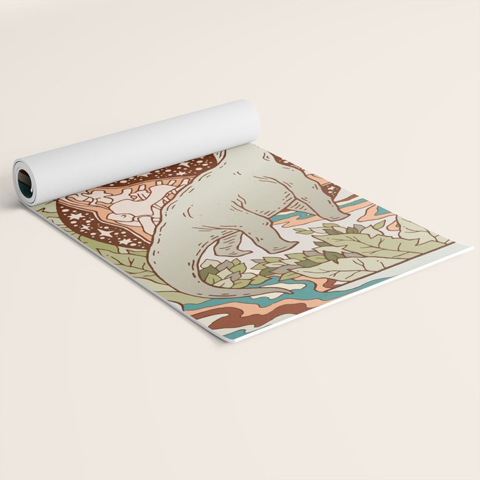 Jurassic Portal | Retro Rainbow Palette | Dinosaur Science Fiction Art Yoga Mat Gallery Image 2
