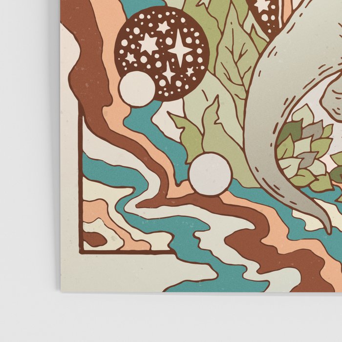 Jurassic Portal | Retro Rainbow Palette | Dinosaur Science Fiction Art Poster Gallery Image 3