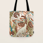 Jurassic Portal | Retro Rainbow Palette | Dinosaur Science Fiction Art Tote Bag Gallery Image 1