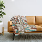 Jurassic Portal | Retro Rainbow Palette | Dinosaur Science Fiction Art Throw Blanket Gallery Image 1