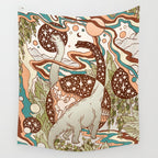 Jurassic Portal | Retro Rainbow Palette | Dinosaur Science Fiction Art Wall Tapestry Gallery Image 4
