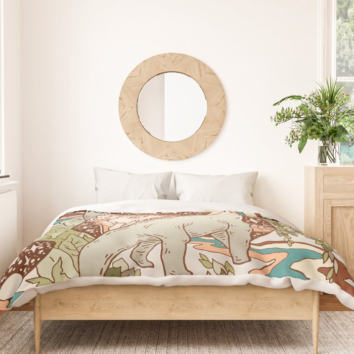 Jurassic Portal | Retro Rainbow Palette | Dinosaur Science Fiction Art Duvet Cover Gallery Image 3