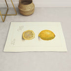 Vintage Lemon Botanical Illustration Antique Citrus Fruit Art with Yellow Tones Rug Gallery Image 1