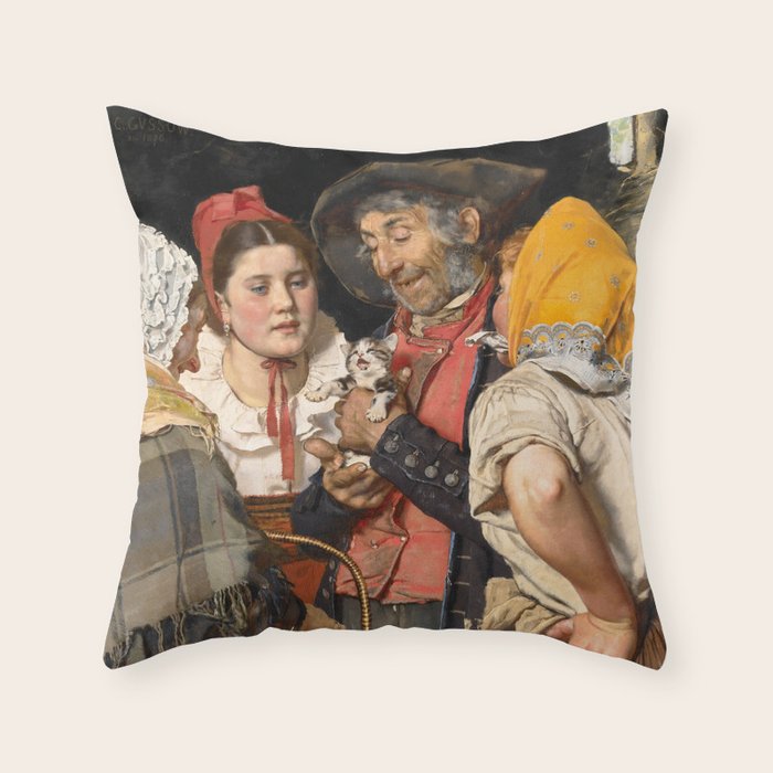 Old Man's Treasure by Karl Gussow, 1876 Throw Pillow Gallery Image 1
