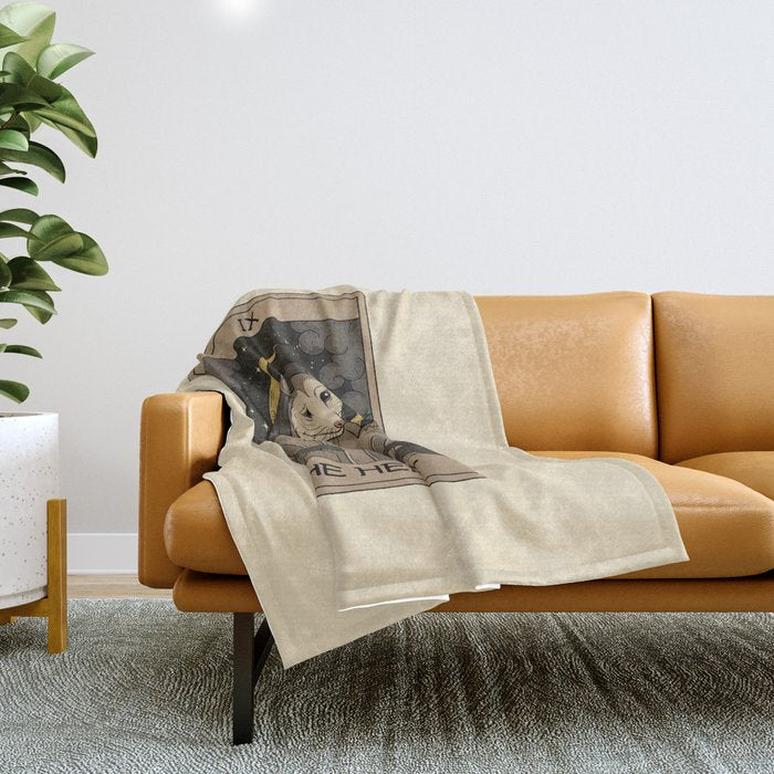 The Hermit - Possum Tarot Throw Blanket Gallery Image 1
