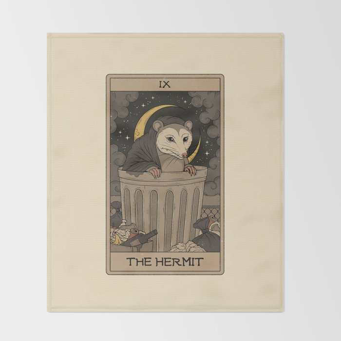 The Hermit - Possum Tarot Throw Blanket Gallery Image 2