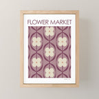 Violet Retro Flowers Vintage Daisy Floral Geometric Mini Art Print Gallery Image 1