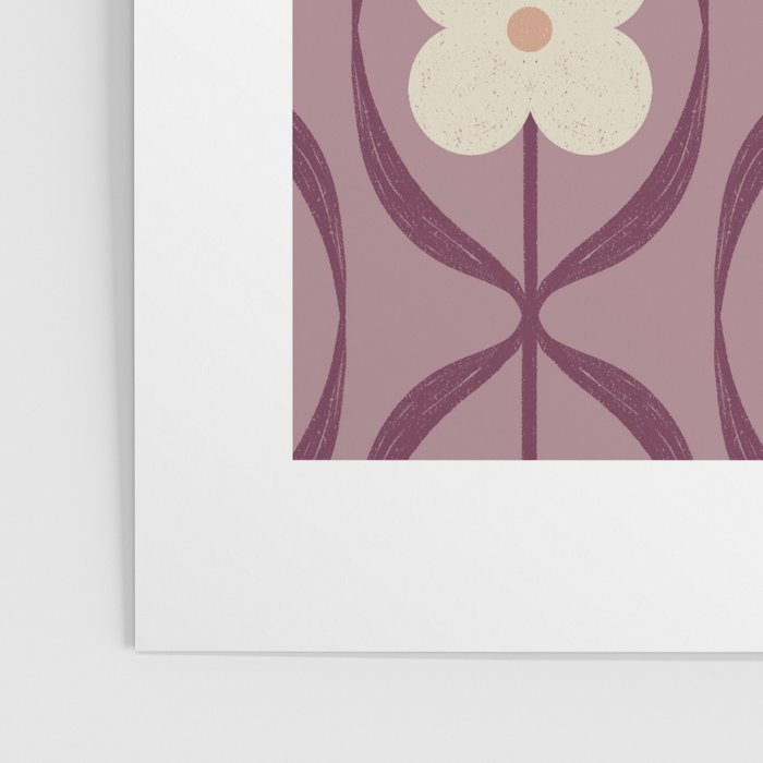 Violet Retro Flowers Vintage Daisy Floral Geometric Poster Gallery Image 3