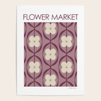 Violet Retro Flowers Vintage Daisy Floral Geometric Poster Gallery Image 4