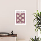 Violet Retro Flowers Vintage Daisy Floral Geometric Poster Gallery Image 2