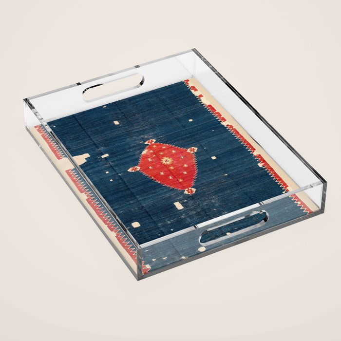 Balikesir  Antique Turkish Kilim Rug Print Acrylic Tray Gallery Image 1