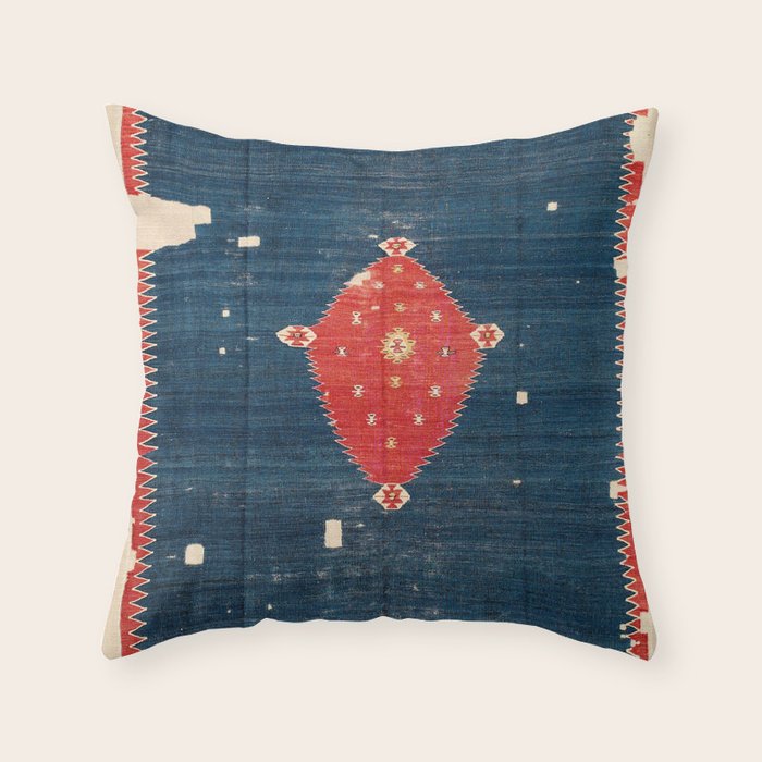 Balikesir  Antique Turkish Kilim Rug Print Throw Pillow Gallery Image 6