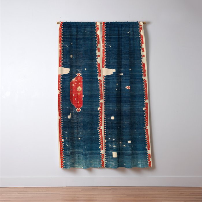 Balikesir  Antique Turkish Kilim Rug Print Window Curtain Gallery Image 3