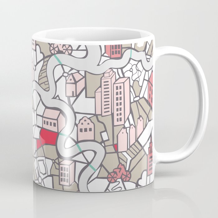 City life map mauve Coffee Mug Gallery Image 1