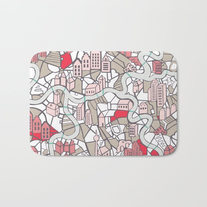 City life map mauve Bath Mat Gallery Image 1