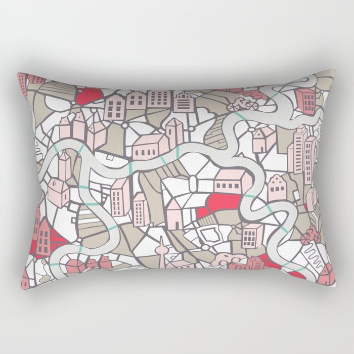 City life map mauve Rectangular Pillow Gallery Image 1