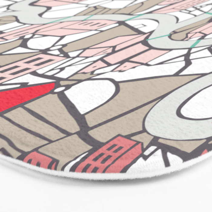 City life map mauve Bath Mat Gallery Image 3