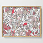 City life map mauve Serving Tray Gallery Image 1