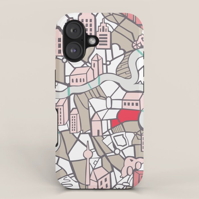 City life map mauve iPhone Case Gallery Image 1