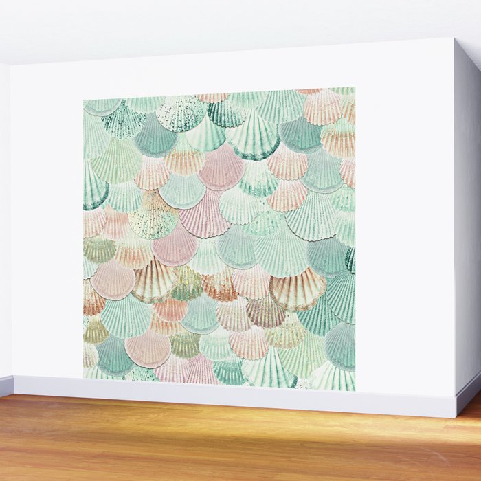 MERMAID SHELLS - MINT & ROSEGOLD Wall Mural Gallery Image 2